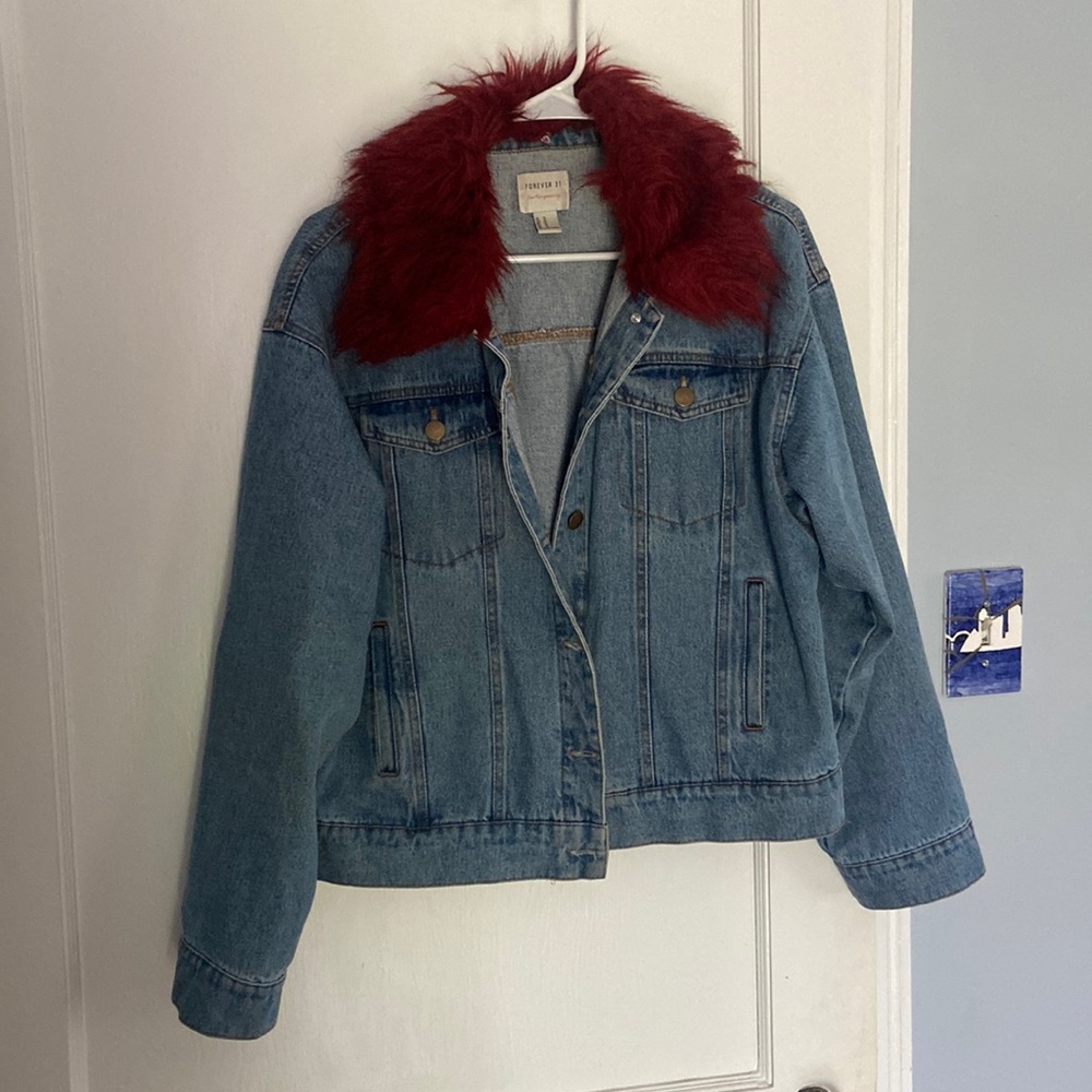 Denim Jacket with Fur Size Medium